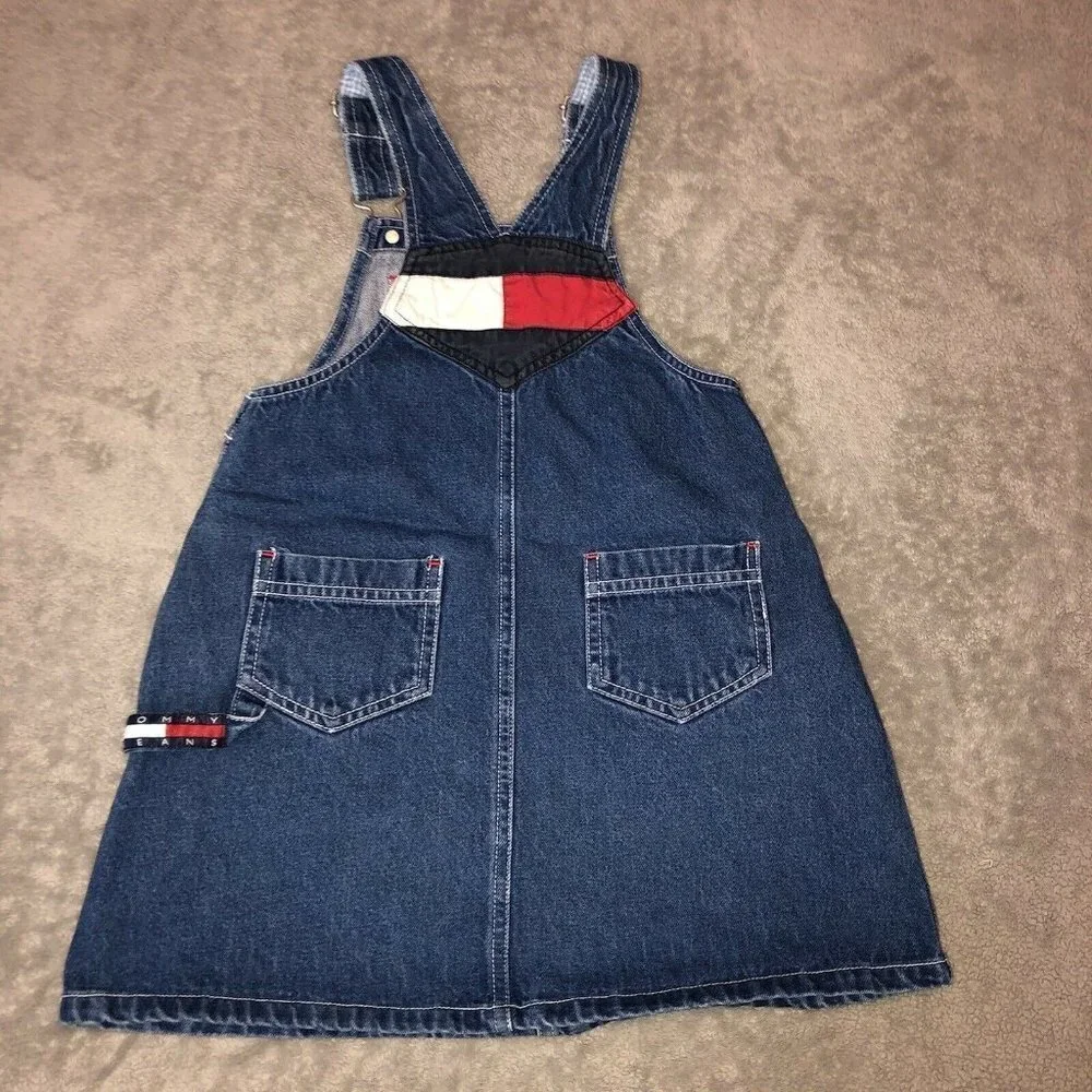 HOST PICK Vintage TOMMY Girls Denim Overall Bib Dress Sz 5